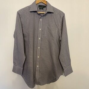 Lauren Ralph Lauren Men's 16 (32/33 ) L Classic Fit Blue Plaid Dress‎ Shirt NWT